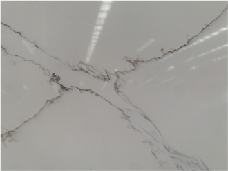 Kungfu Stone Calcatta White With Grey Veins Quartz Slabs