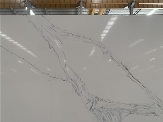Kungfu Stone Calcatta White With Grey Veins Quartz Slabs