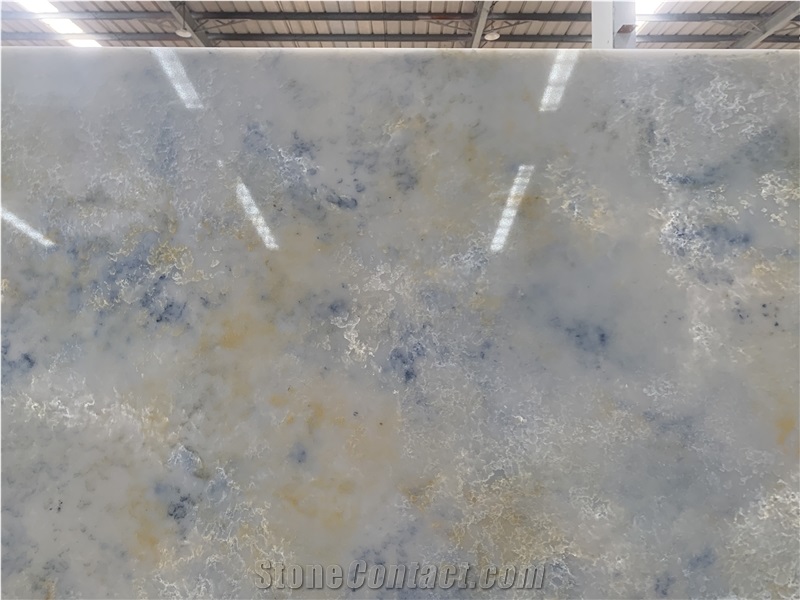 Kungfu Stone Manufacture Blue Onyx Looks Quartz Slabs