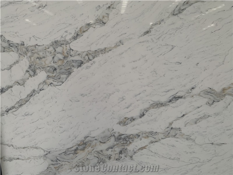Kungfu Stone Supply Calacatta Fan White Quartz Slabs