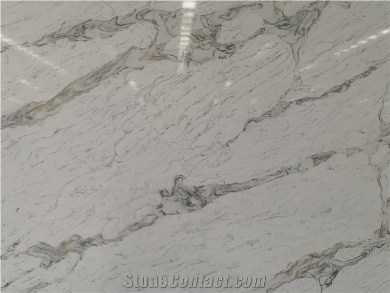 Kungfu Stone Supply Calacatta Fan White Quartz Slabs