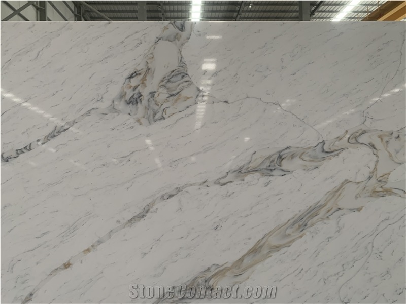 Kungfu Stone Supply Calacatta Fan White Quartz Slabs