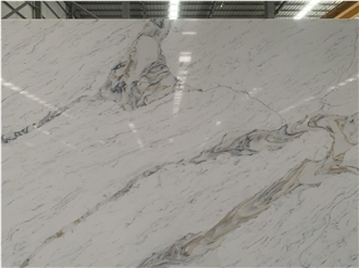 Kungfu Stone Supply Calacatta Fan White Quartz Slabs