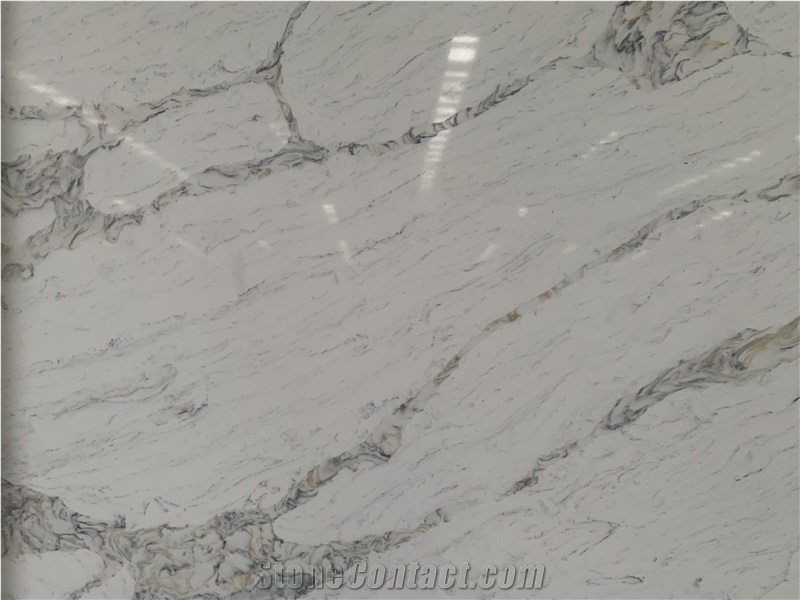 Kungfu Stone Supply Calacatta Fan White Quartz Slabs