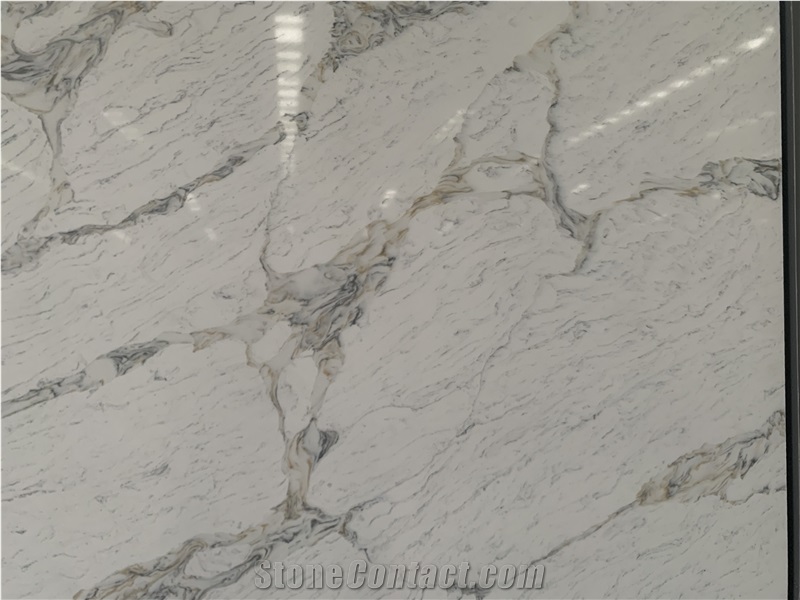 Kungfu Stone Supply Calacatta Fan White Quartz Slabs