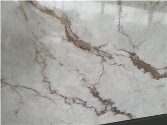 Kungfu Stone Supply Printed Calacatta Brown Quartz Slabs