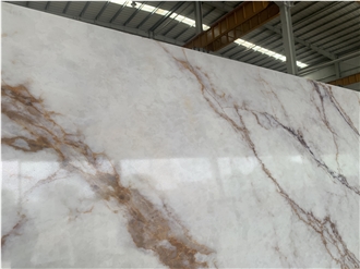 Kungfu Stone Supply Printed Calacatta Brown Quartz Slabs