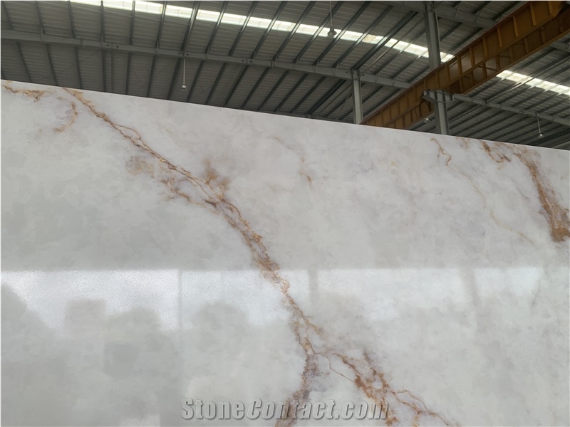 Kungfu Stone Supply Printed Calacatta Brown Quartz Slabs