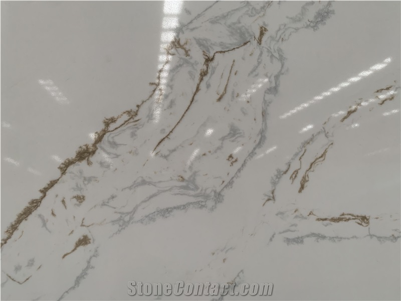 Kungfu Stone Wholesale Calacatta Espuela Gold Quartz Slabs