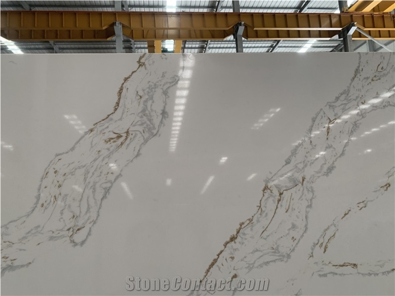 Kungfu Stone Wholesale Calacatta Espuela Gold Quartz Slabs