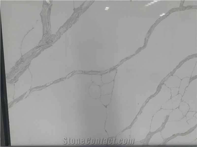 White Calacatta Laza Quartz Slabs From KUNGFU STONE