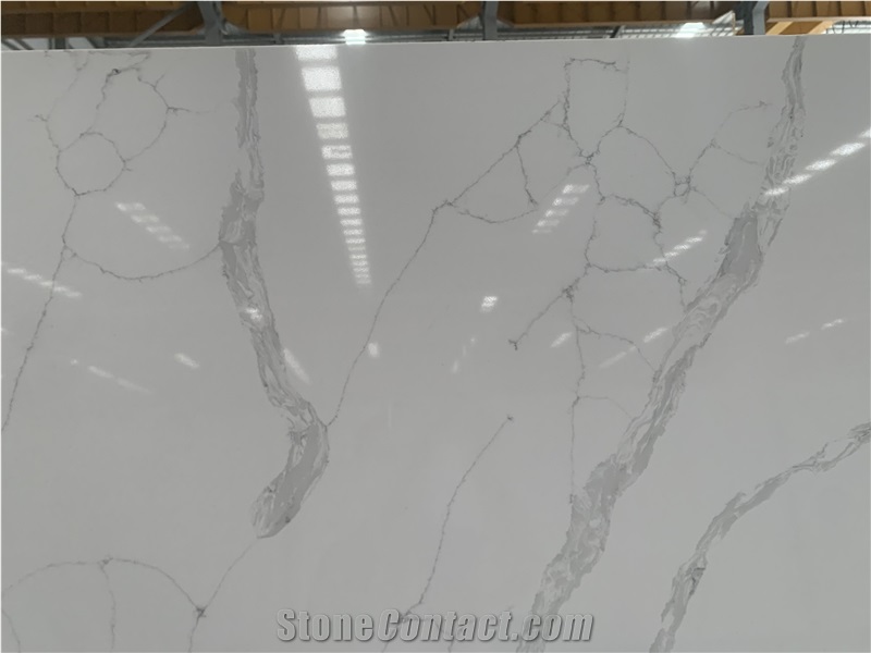 White Calacatta Laza Quartz Slabs From KUNGFU STONE