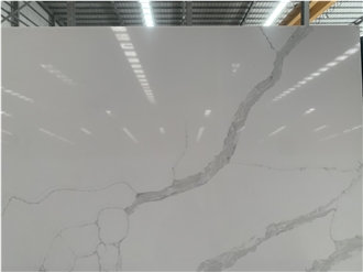 White Calacatta Laza Quartz Slabs From KUNGFU STONE