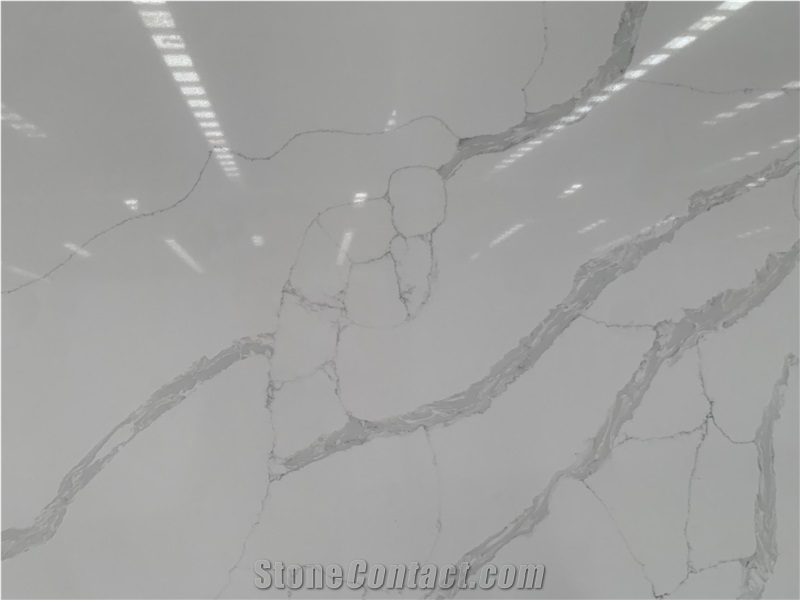 White Calacatta Laza Quartz Slabs From KUNGFU STONE