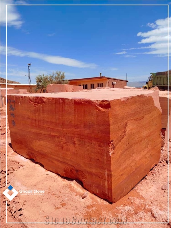 Iran Red Travertine Stone Blocks