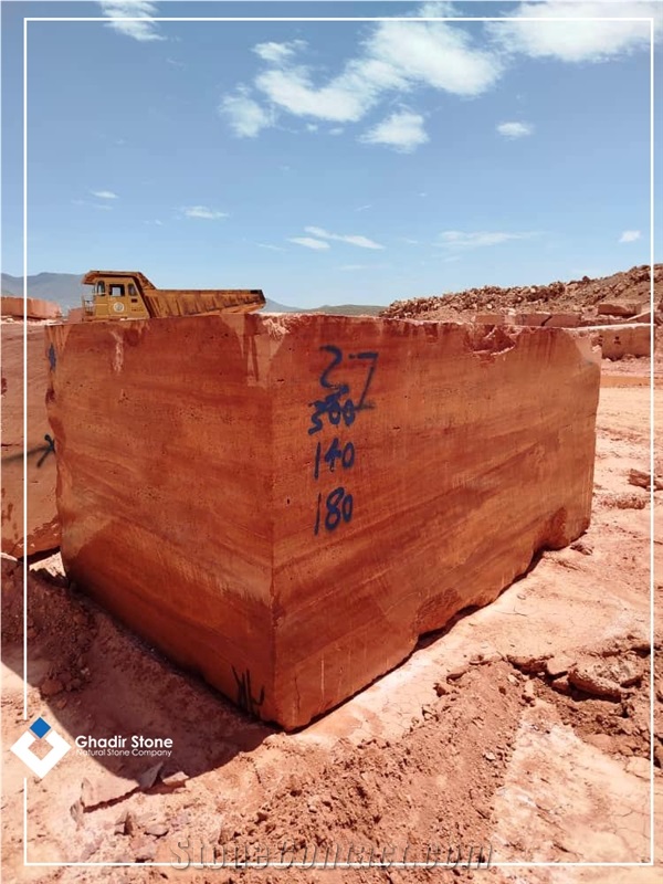 Iran Red Travertine Stone Blocks