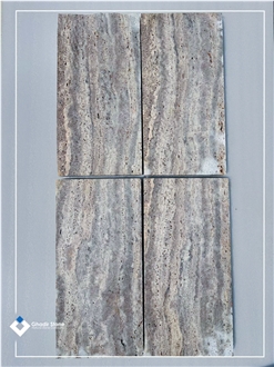 Roman Silver Travertine Tiles, Slabs