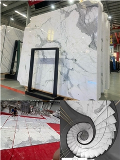 Bianco Calacatta Marble Elegance Slabs Tiles