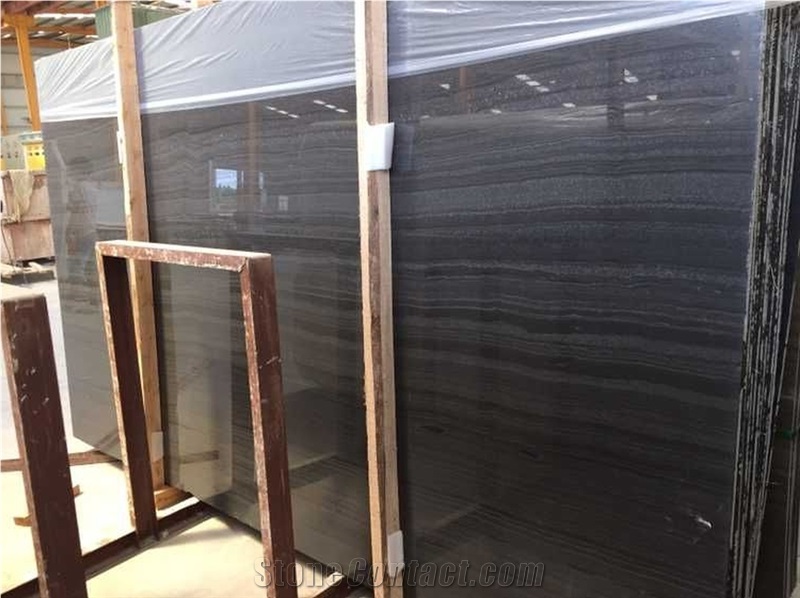 Black Wooden Marble Slabs Tiles