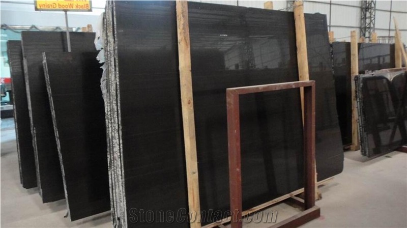 Black Wooden Marble Slabs Tiles