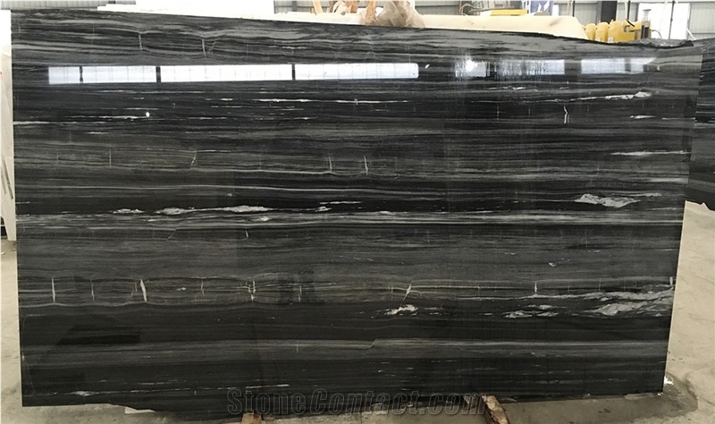 Black Wooden Marble Slabs Tiles