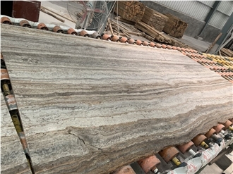 Roman Silver Travertine Elegance Slabs Tiles