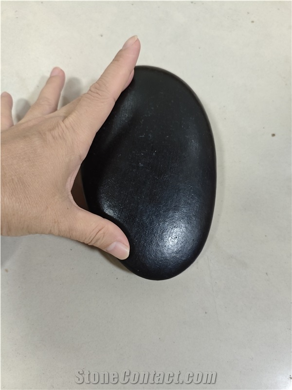 Natural Black Pebble Flat Round, 7-13Cm Pebble Stone