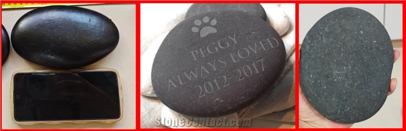 Natural Black Pebble Flat Round, 7-13Cm Pebble Stone