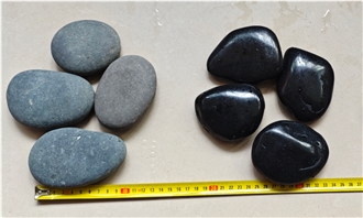 Natural Black Pebble Flat Round, 7-13Cm Pebble Stone