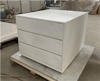 Living Room Venus White Marble Table With Storage