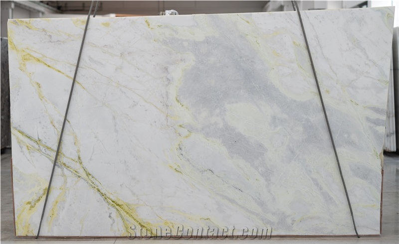 Luminous White - Green Marble Slabs