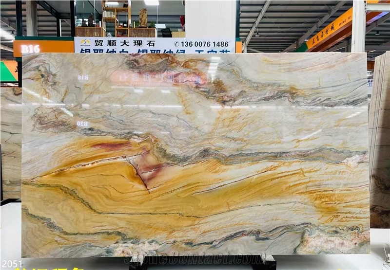 Atacama Gold Quartzite Slabs Carpaccio Rose Sunset