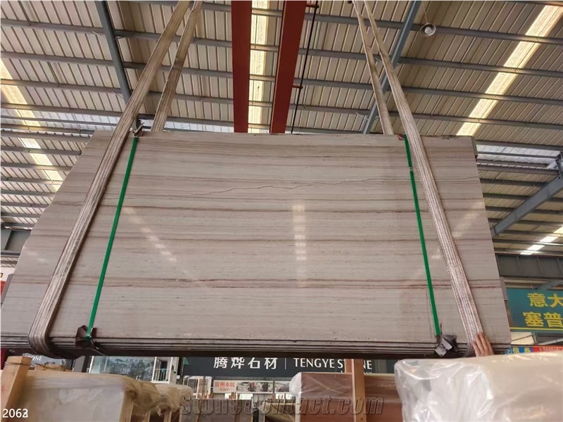 Crystal Wood Grain Marble Slabs White Wooden Stone Tile
