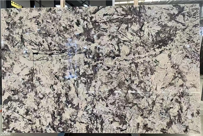 Splendor White Granite Slabs Silver Fox Snow Mountain Orchid