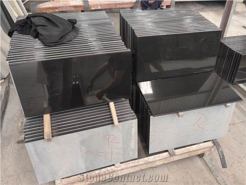 Absolute Black Granite Tiles Kitchen Wall Applications