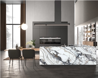 Customized Cristallo Quebec Quartzite Kitchen Countertop