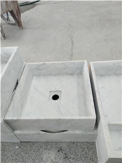 GOLDTOP Modern Design Italy Carrara White Marble Wash Basin