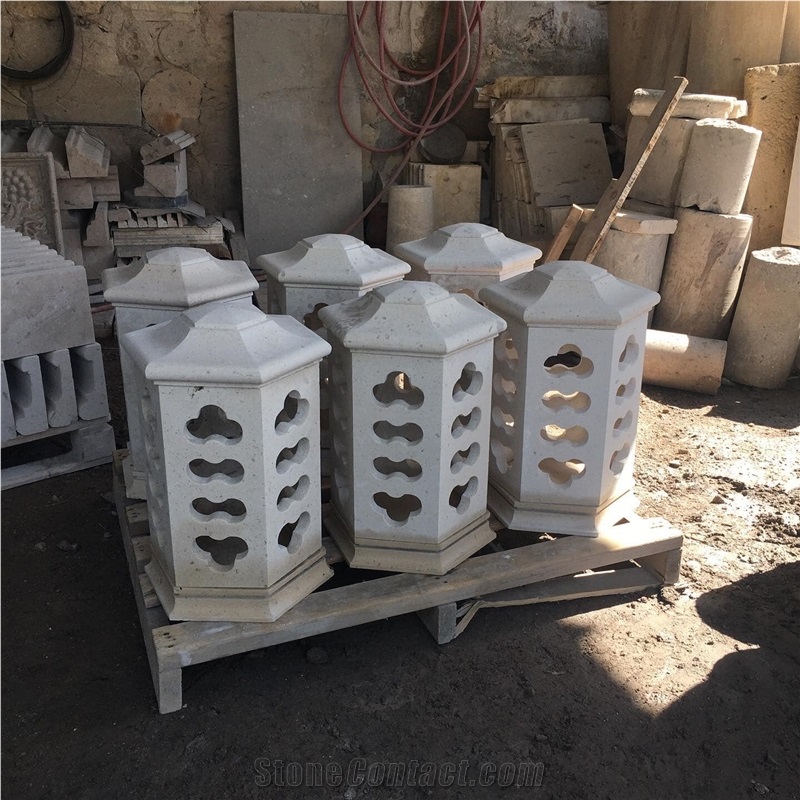 Beige Limestone Decorative Lantern