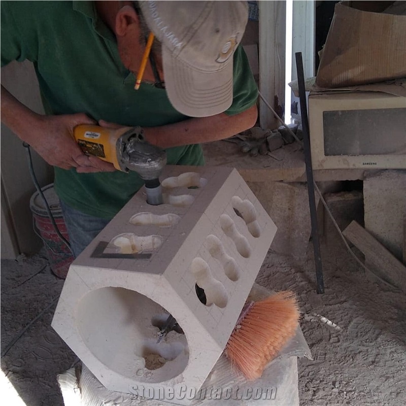 Beige Limestone Decorative Lantern