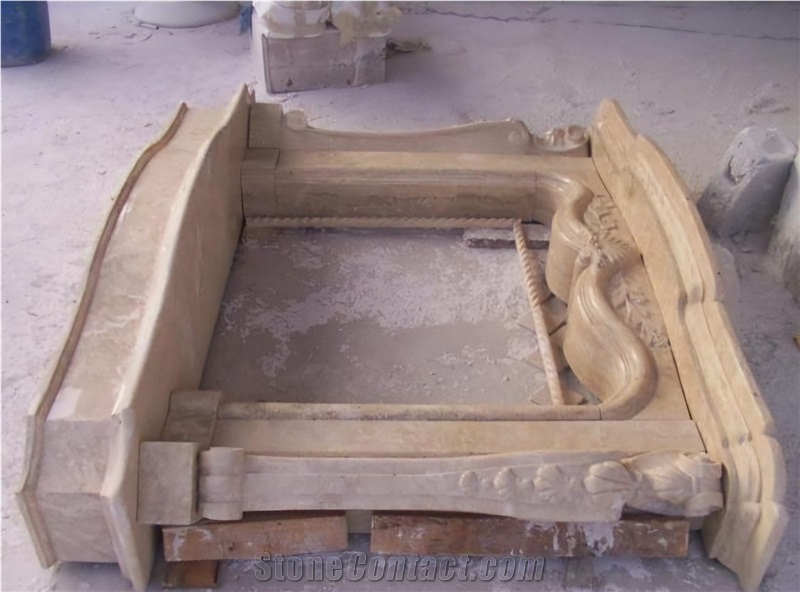 Puebla Beige Travertine Fireplace Mantel