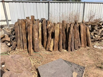 Rustic Brown Red Basalt Columns Pillars In Garden Decor
