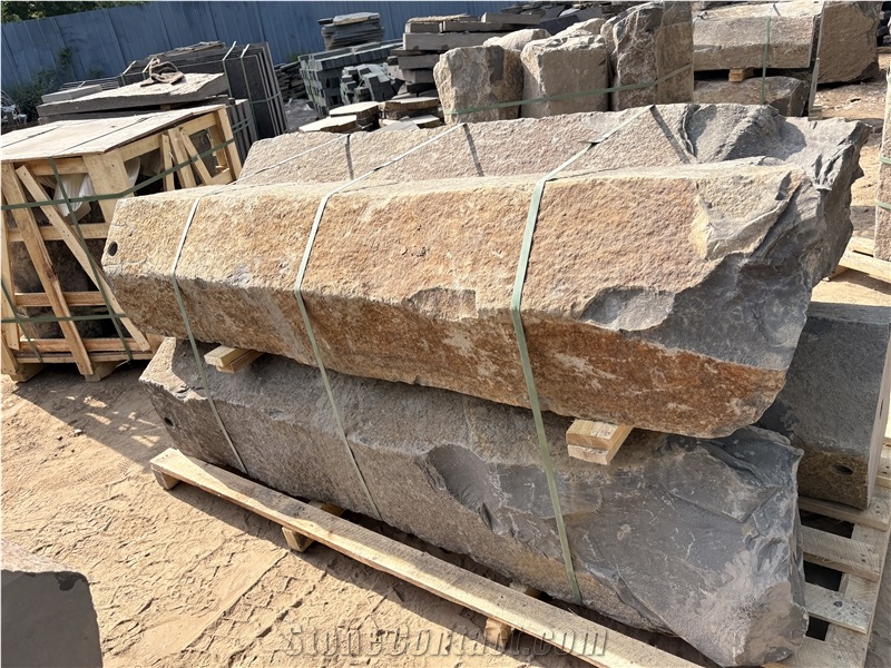 Yellow Gold Basalt Stone Garden Pillar Column