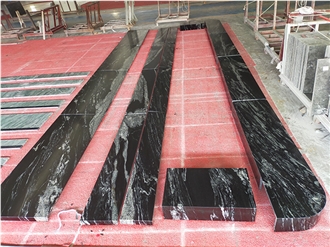 Black Cosmic Granite Custom Floor Tiles, Slabs