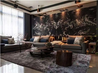 Black Cosmic Granite Custom Floor Tiles, Slabs