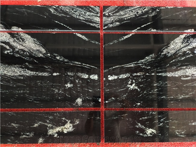 Black Cosmic Granite Custom Floor Tiles, Slabs