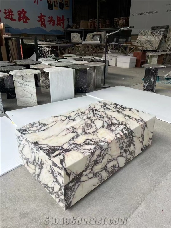 Decorative Marble Calacatta Viola Coffee Table With Wood