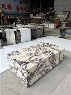 Decorative Marble Calacatta Viola Coffee Table With Wood