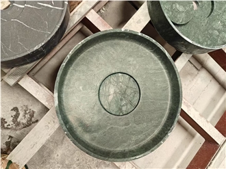 Luxury Verde Guatemala Marble Round Sink For Bathroom