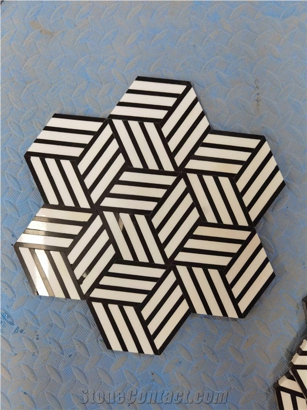 Marble Water-Jet Inlay Mosaic Pattern Flower Design For Bath