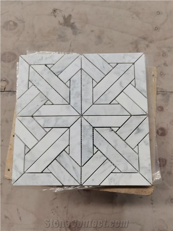 Marble Water-Jet Inlay Mosaic Pattern Flower Design For Bath